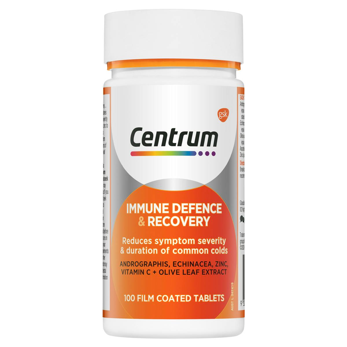 Bottle of Immune Defence & Recovery from the Centrum Benefits Blend (50 tablets).