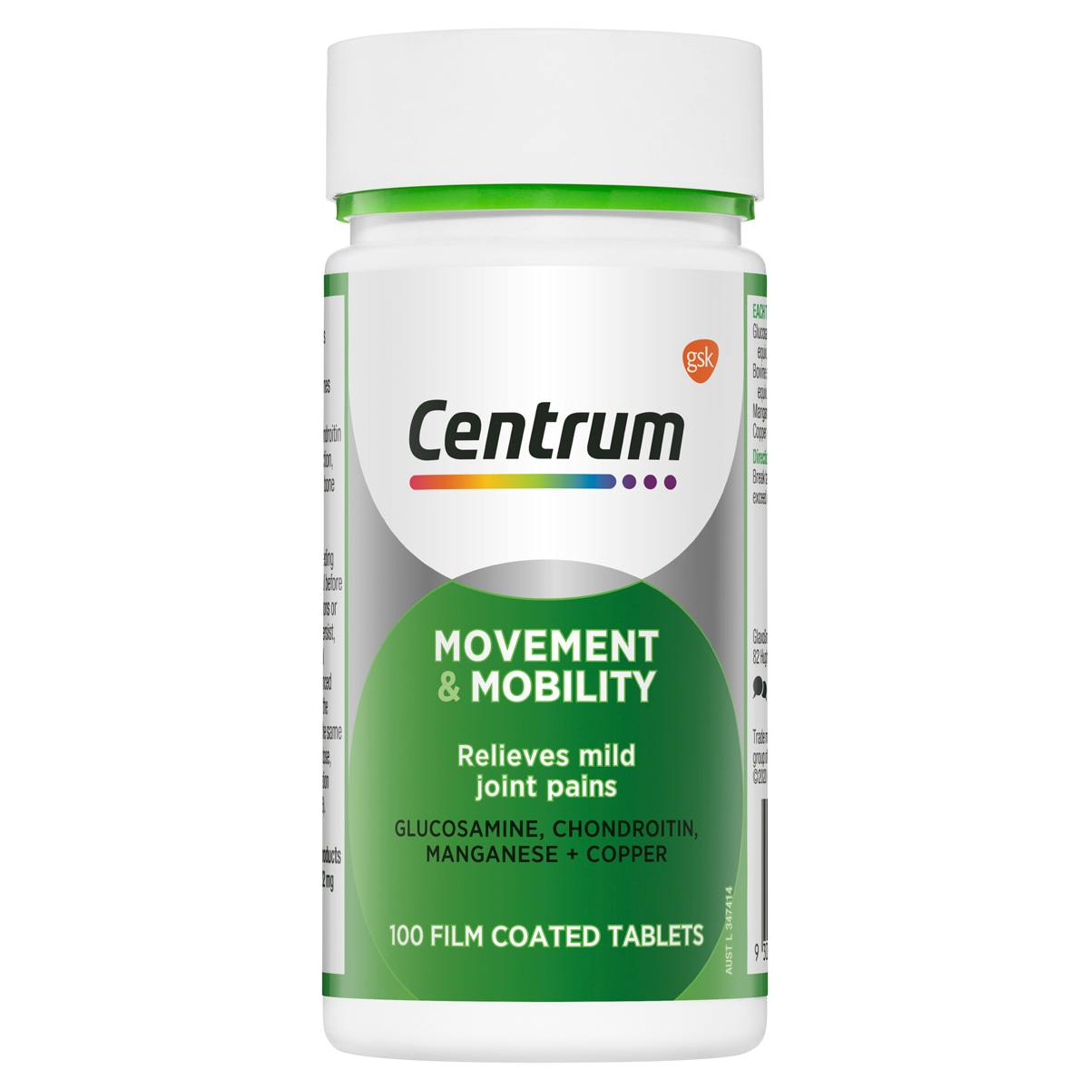 Bottle of Movement & Mobility from the Centrum Benefits Blend (50 tablets).