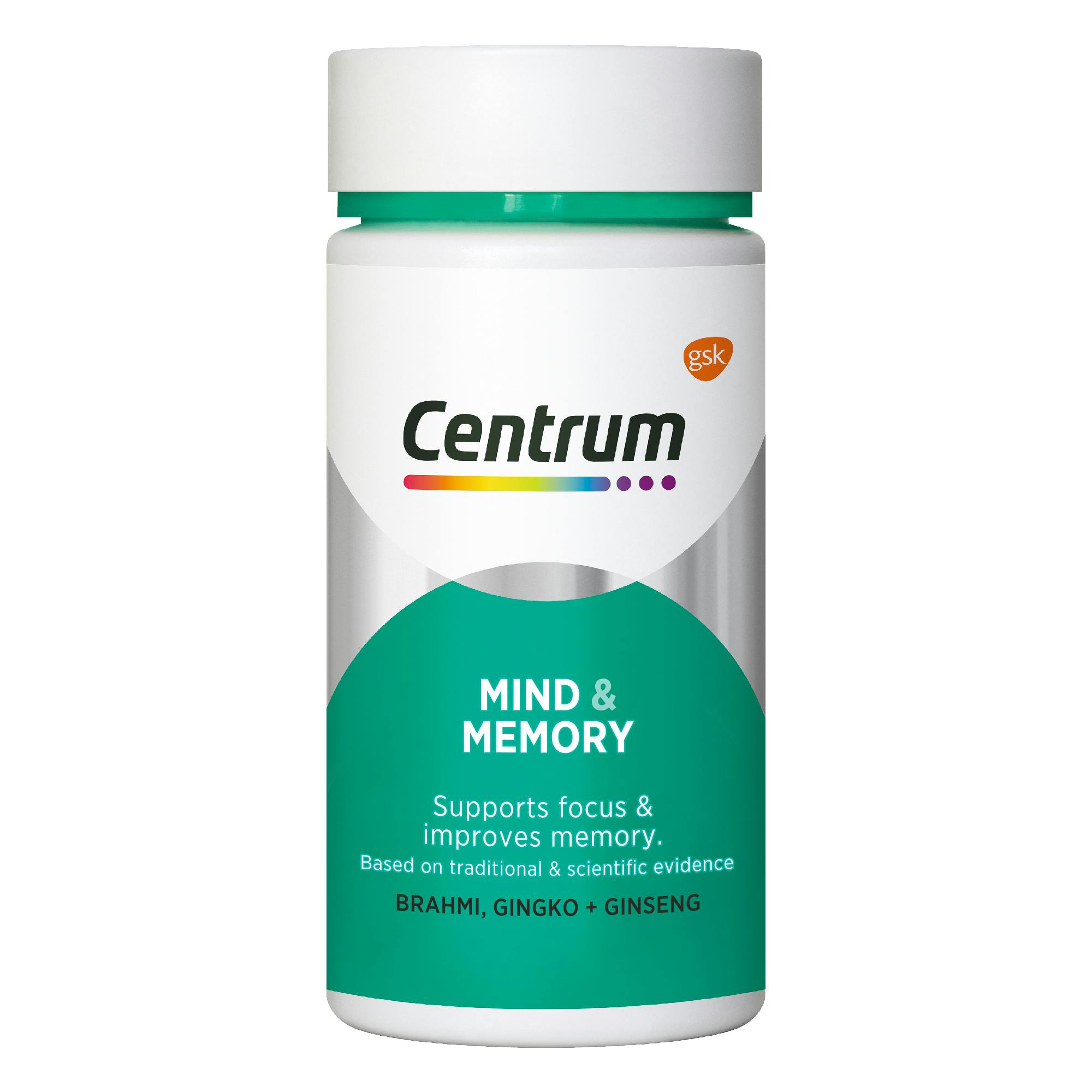 Bottle of Mind & Memory from the Centrum Benefits Blend (50 capsules).