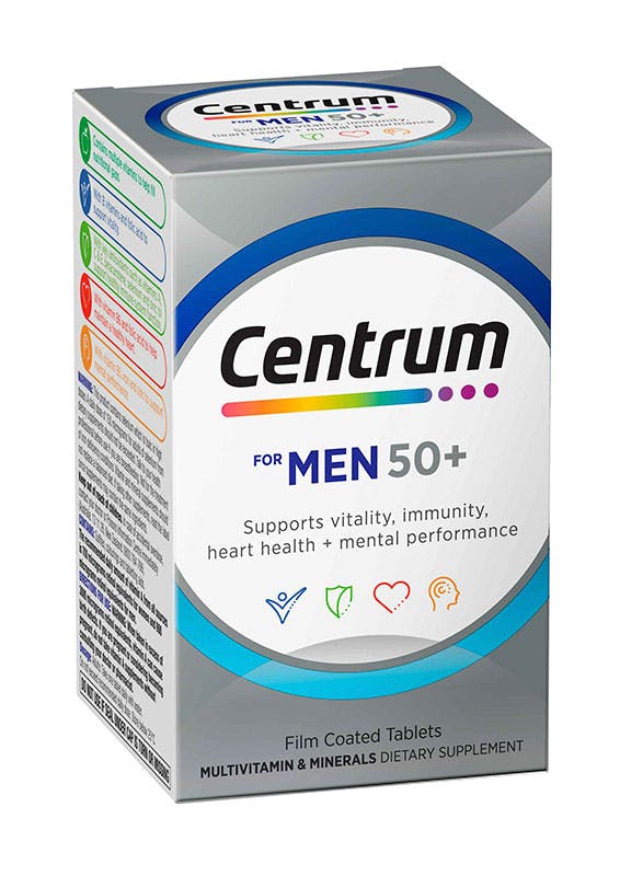 Box of Centrum for Men 50+ Multivitamins (60 tablets).