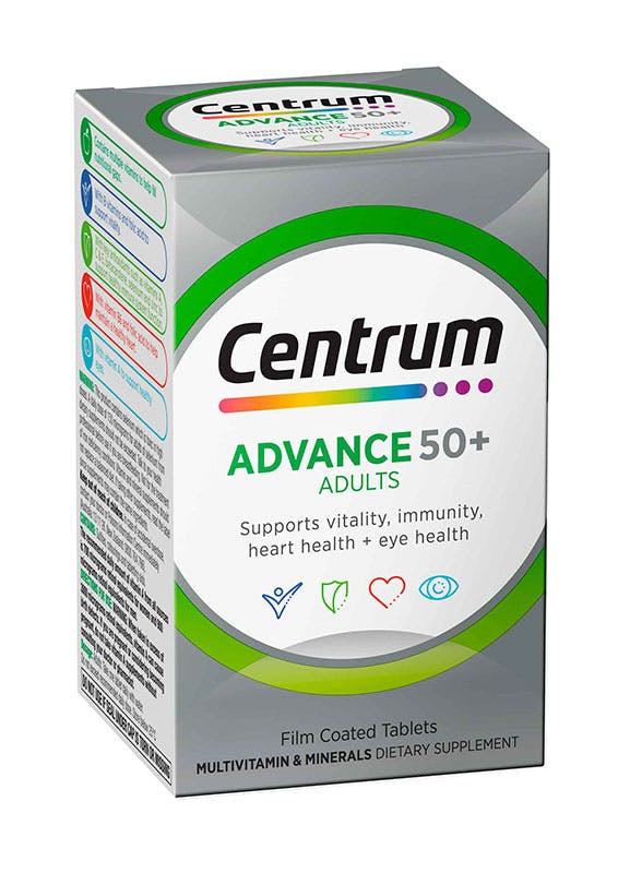 Box of Centrum Advance 50+ Multivitamins (60 tablets).