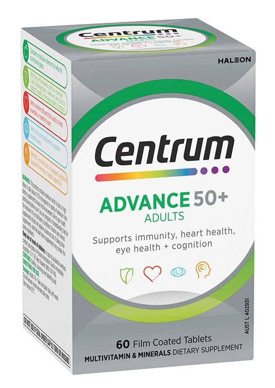 Box of Centrum Advance 50+ Multivitamins (60 tablets).