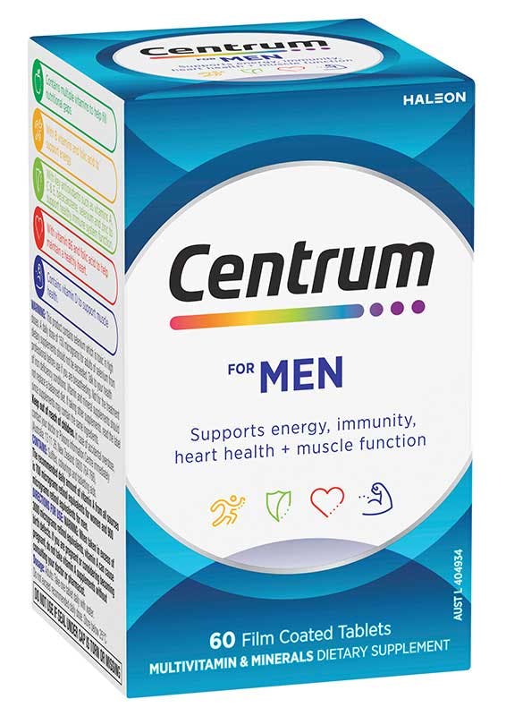Box of Centrum for Men Multivitamins (60 tablets).