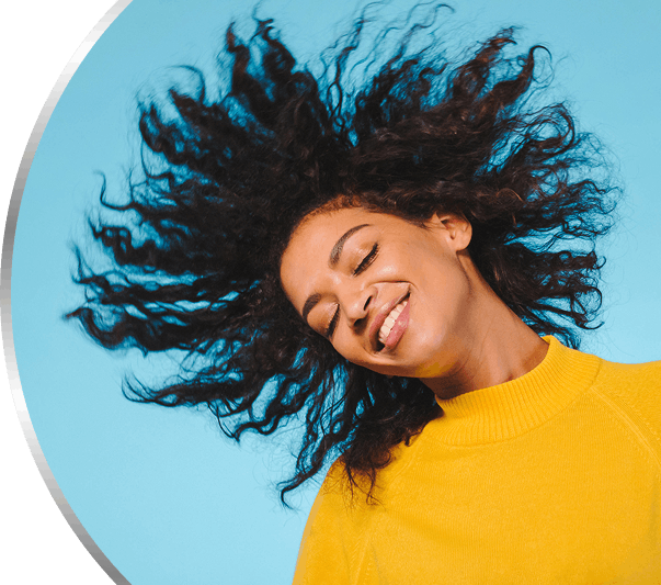 Woman smiling happily