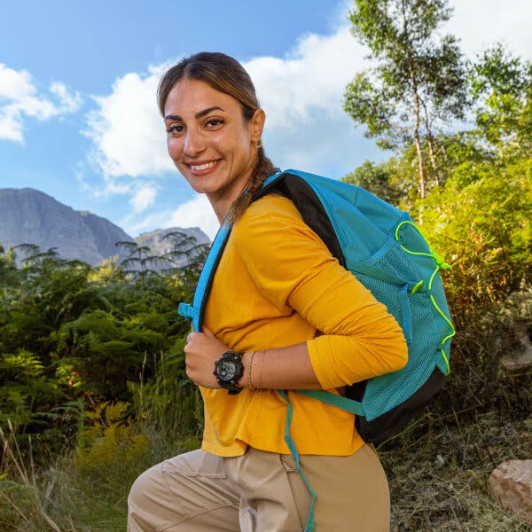 Woman hiking outside