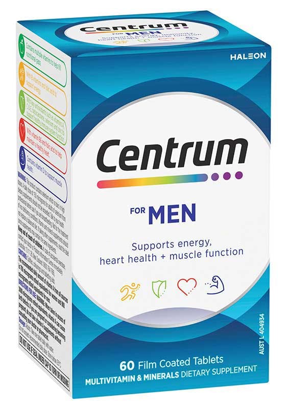 Box of Centrum for Men Multivitamins (60 tablets).
