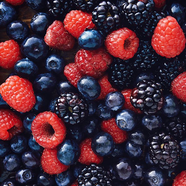 Close up of a variety of colourful berries.