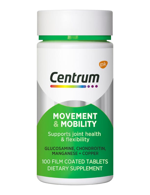 Bottle of Movement & Mobility from the Centrum Benefits Blend (50 tablets).