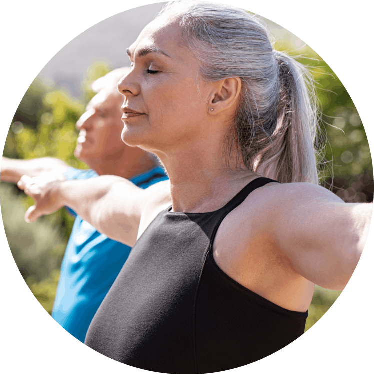 Woman stretching outdoors