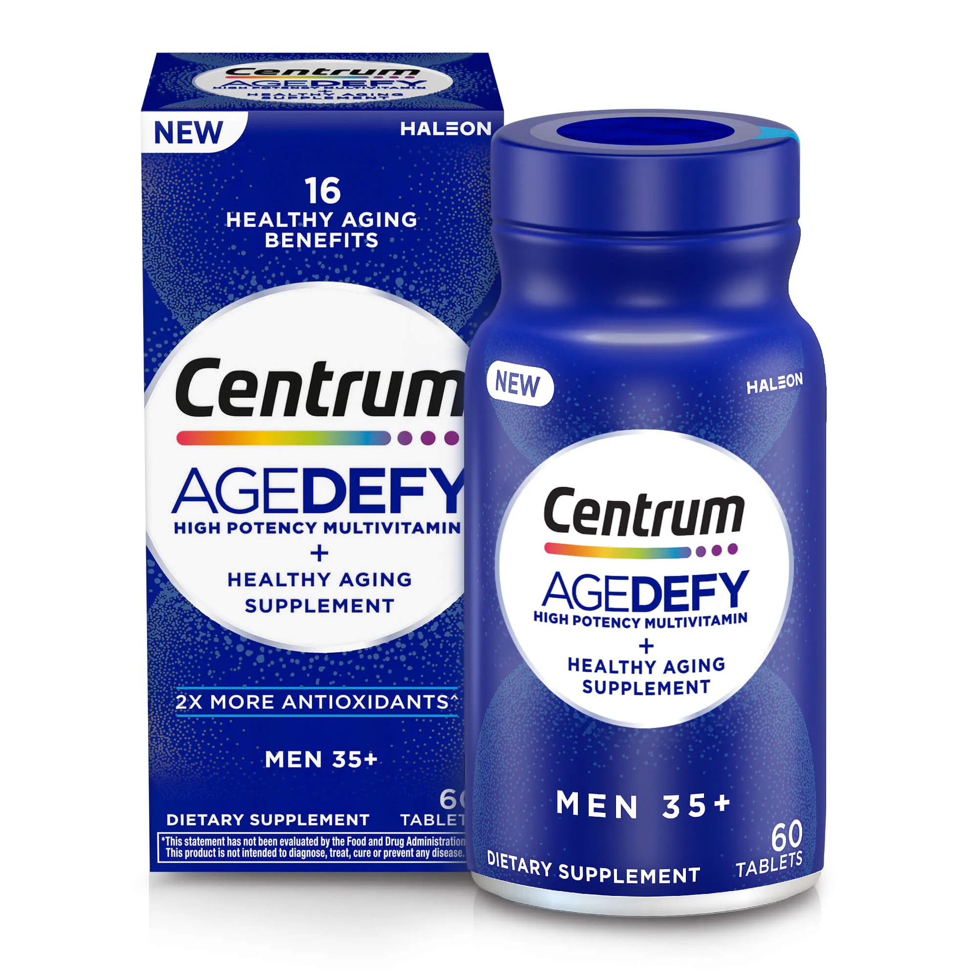 Centrum Age Defy for Men 35+ High Potency Multivitamin for Healthy Aging – 60 tablets Bottle and Carton
