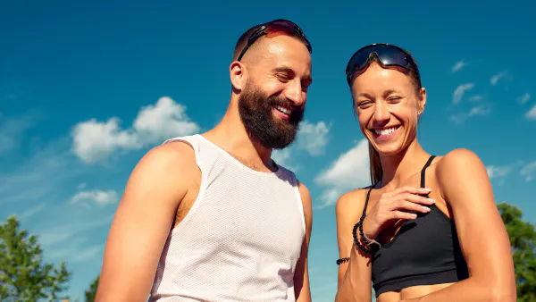 35+ man and woman staying active and healthy
