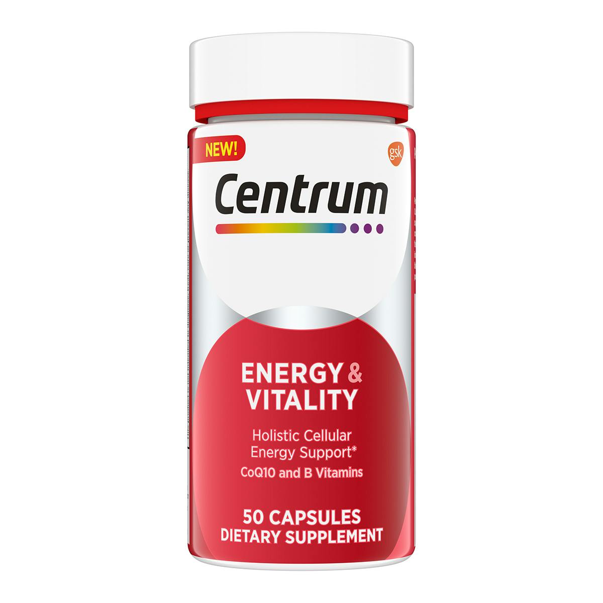 Bottle of Centrum Adult Energy & Vitality Capsule Supplements