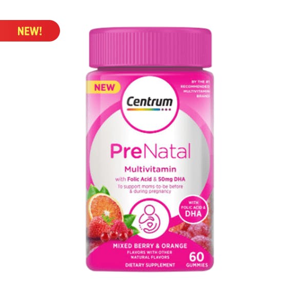 Bottle of Centrum Maternal Health PreNatal Multivitamin Gummies