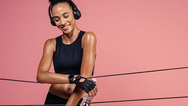 Young woman boxing