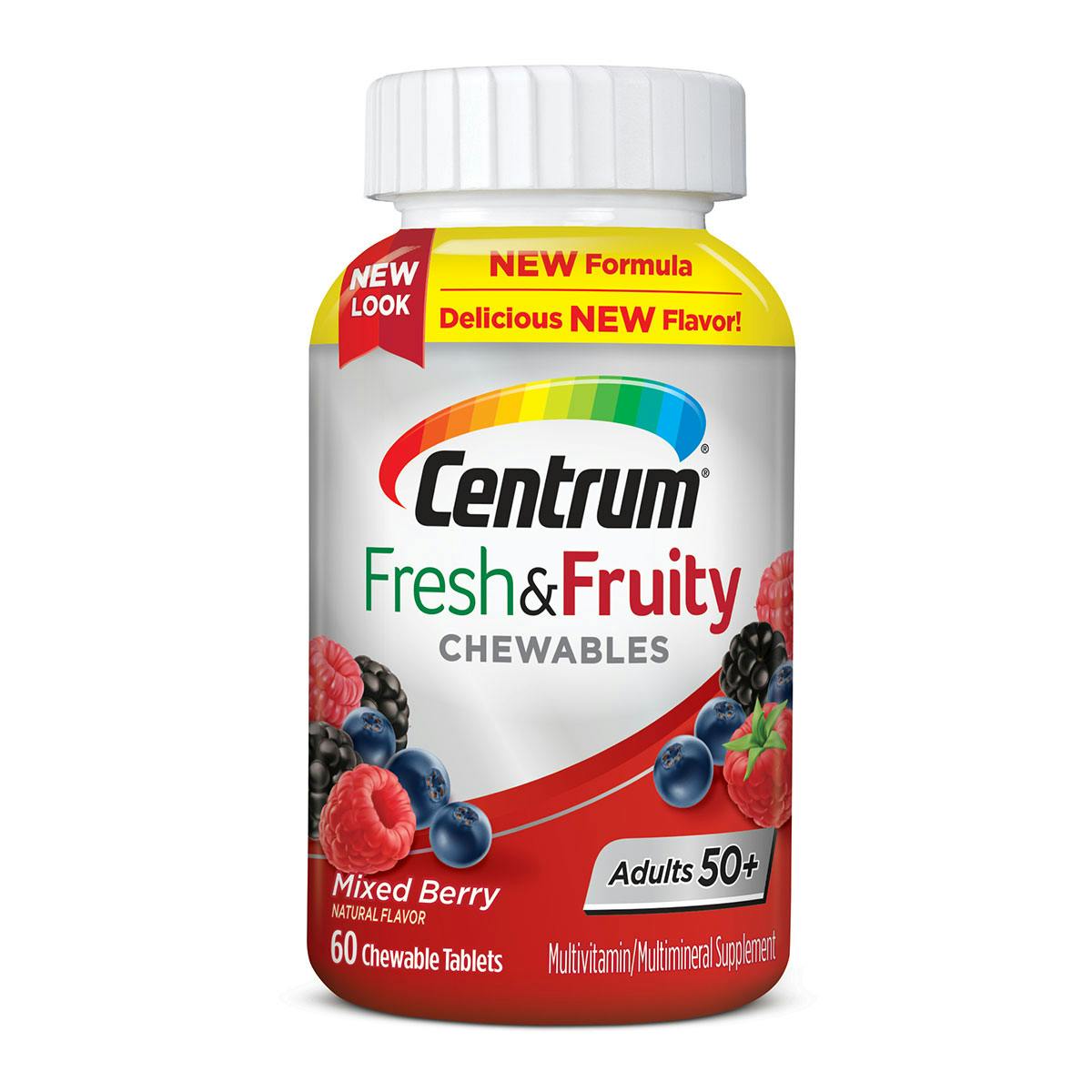 Bottle of Centrum Fresh & Fruity Chewables Adults 50+ multivitamin Bottle of Centrum Fresh & Fruity Chewables Adults 50+ multivitamin