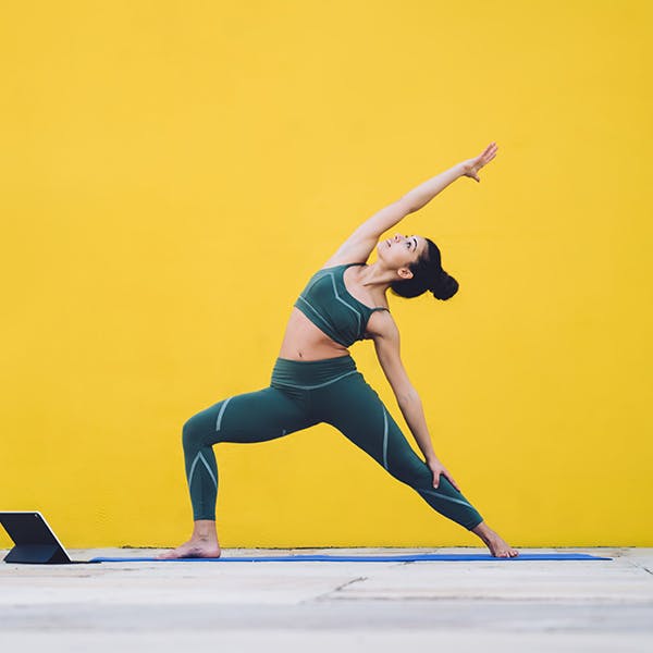 healthy young woman stretching