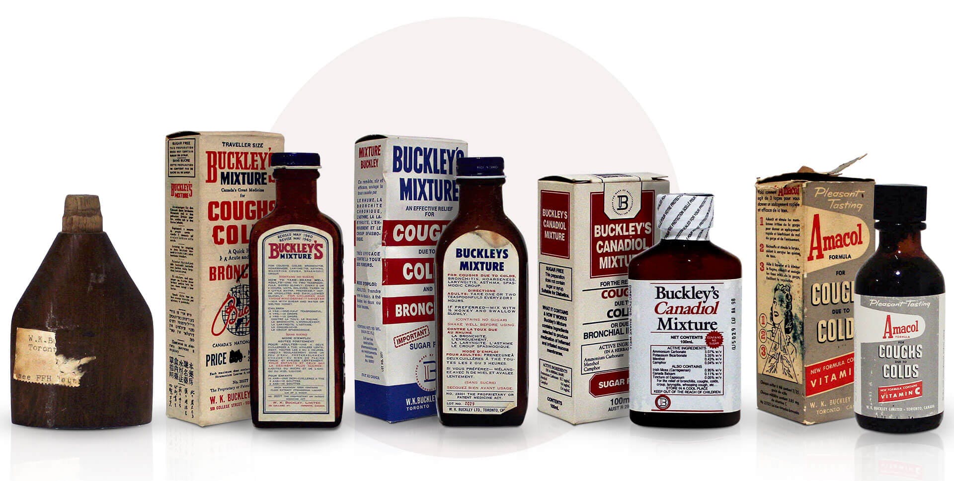 Collection of historic Buckley’s bottles