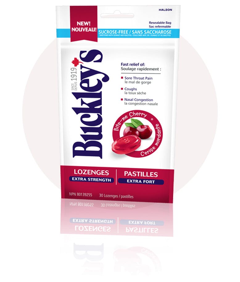 Bag of Buckley's Lozenges Extra Strength Bite-me Cherry Bag of Buckley's Lozenges Extra Strength Bite-me Cherry