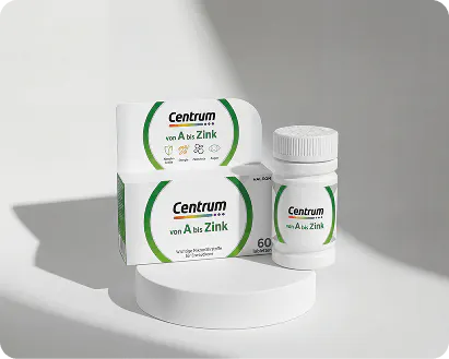 Centrum Von A bis Zink – Packung und Flasche mit Vitaminen und Mineralstoffen für die Komplettversorgung mit Mikronährstoffen