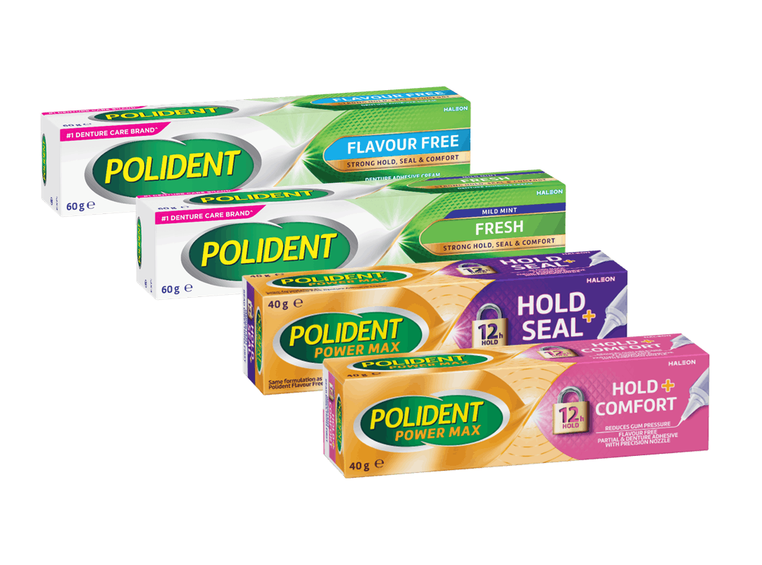 Polident denture adhesive product range 