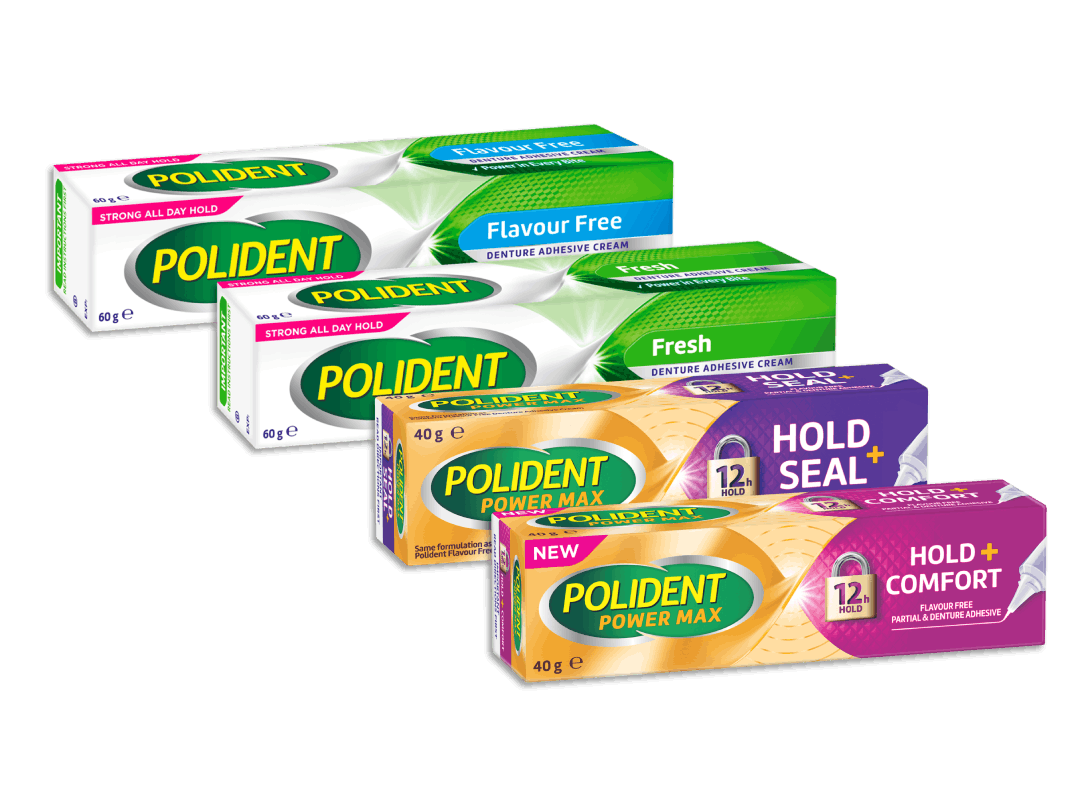 Polident denture adhesive product range 