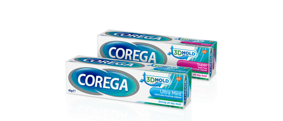 detergent Put together tar Effective All-Day Hold Denture Adhesives | Corega