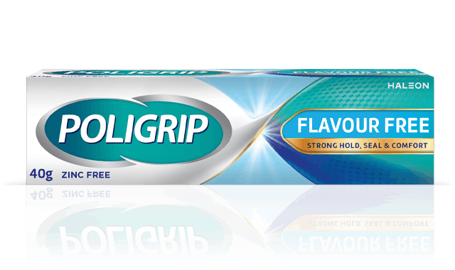 Poligrip flavour free fixative cream pack shot 