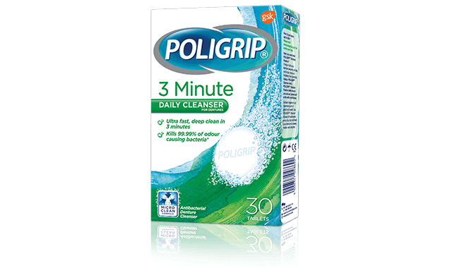 Poligrip three minute daily cleanser pack shot