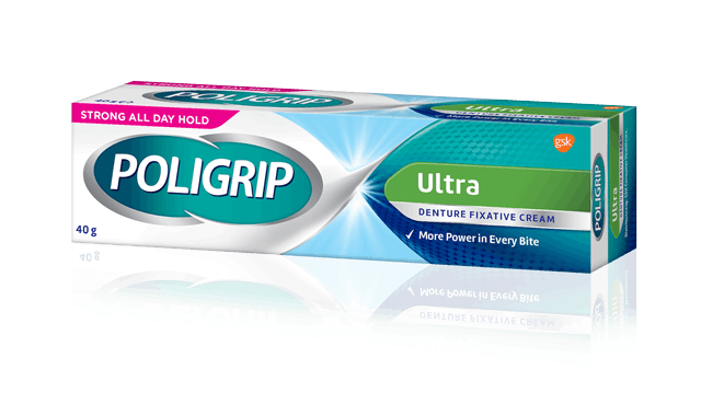 Poligrip Ultra denture fixative cream packk shot 