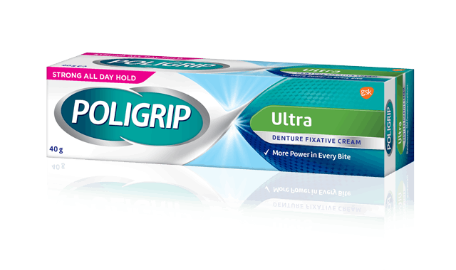Poligrip Ultra denture fixative cream packk shot