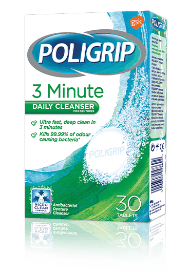 Polident 3 minute daily denture cleanser pack shot