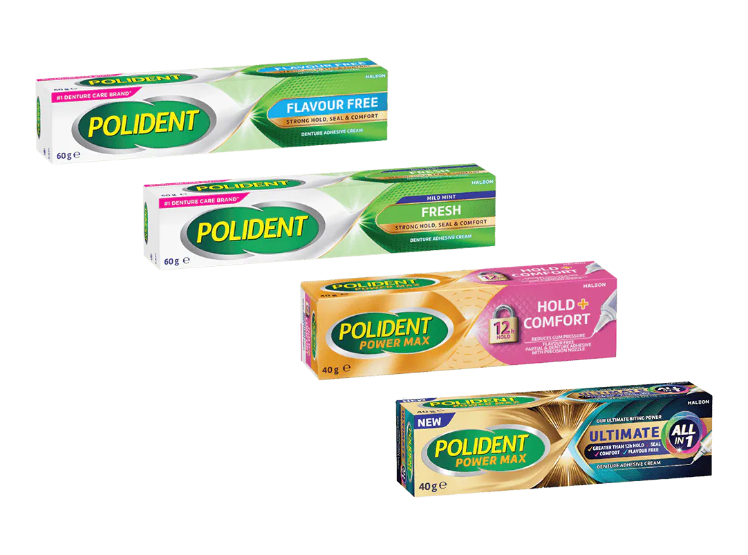 Polident denture adhesive product range 