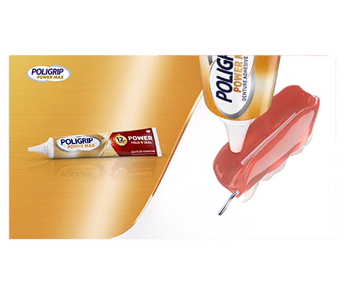 Poligrip Power Packshot and tooth