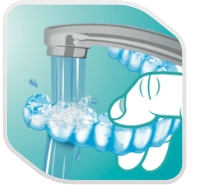 rinsing a dental retainer icon
