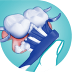 brushing partial dentures icon step
