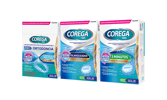 Gama de tabletas limpiadoras Corega Tabs para prótesis dentales y otros aparatos removibles