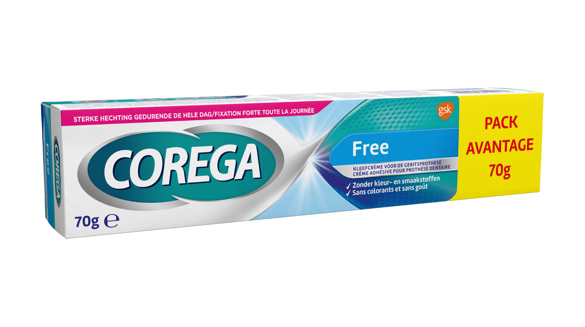 Corega Free, crème adhésive forte pour prothèses dentaires