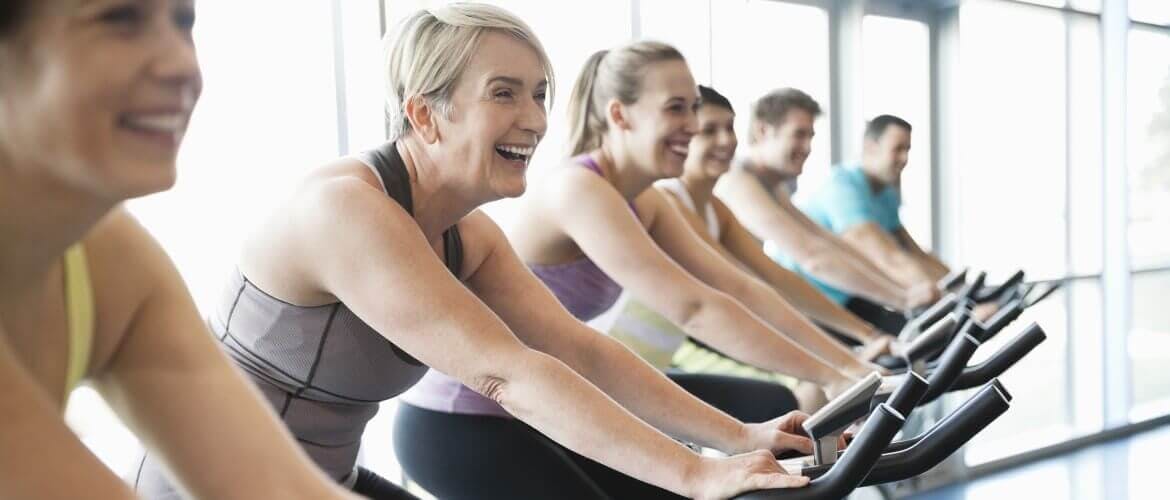 woman exercising with friends