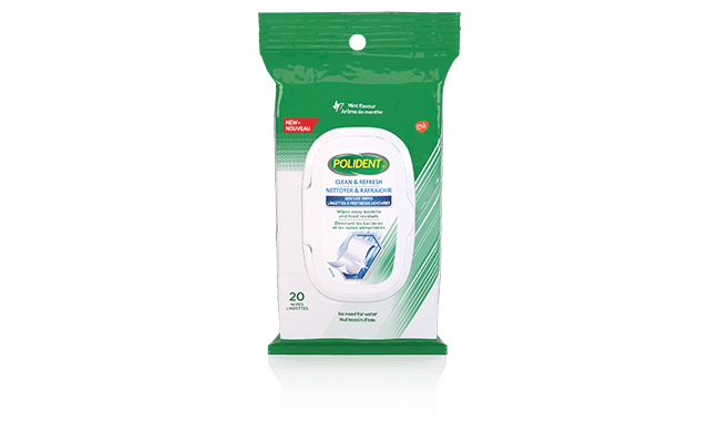 polident clean and refresh dentures wipes
