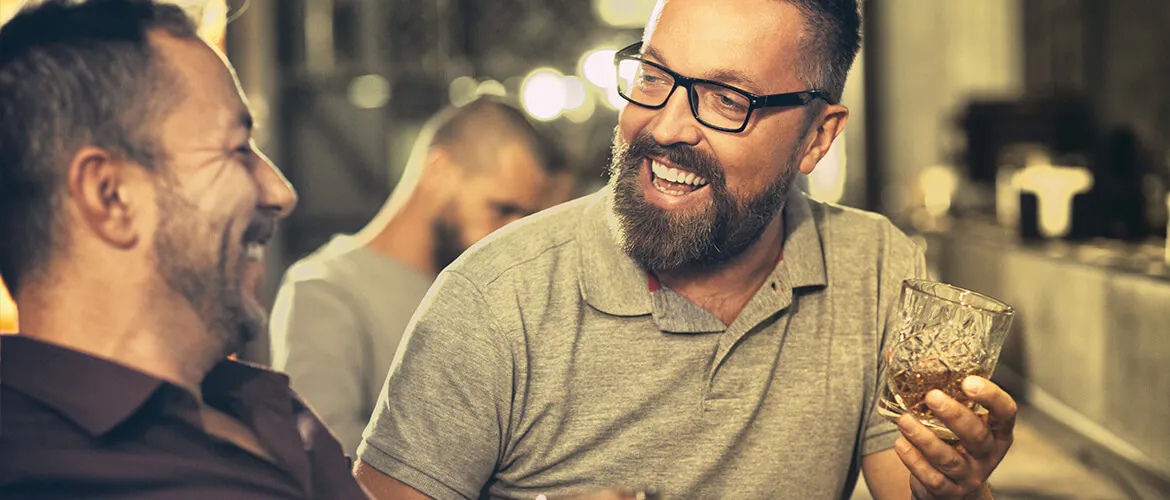 Two men laughing