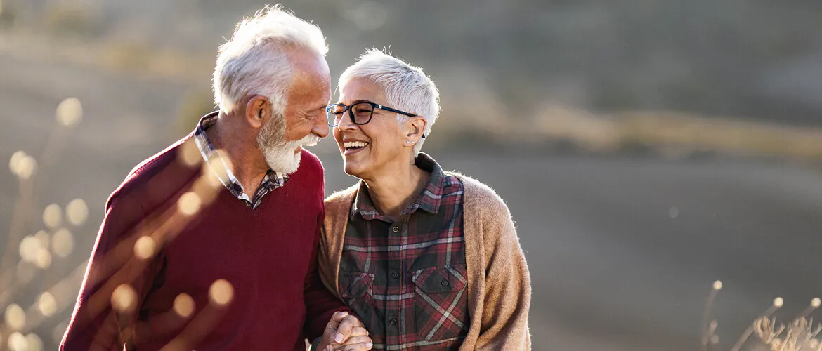 Couple walking outdoors