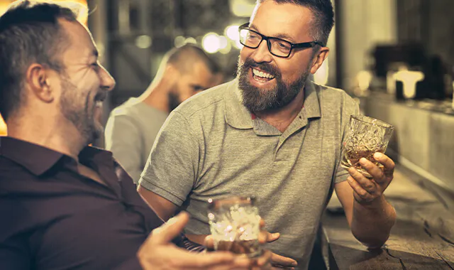 Two men laughing