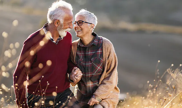 Couple walking outdoors