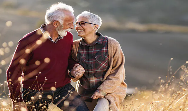 Couple walking happily