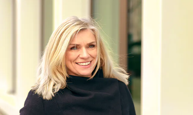 Blonde woman smiling