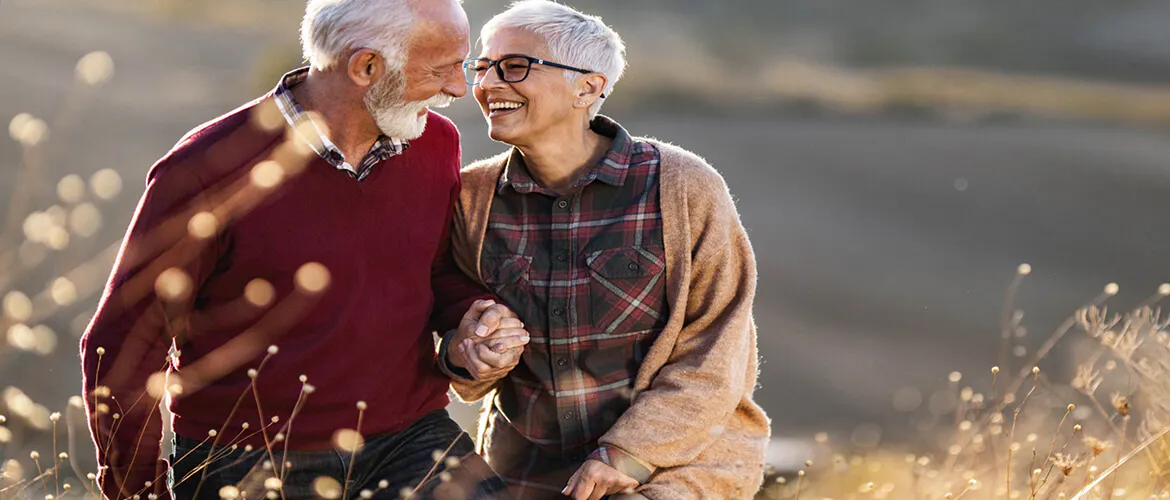 Couple walking happily