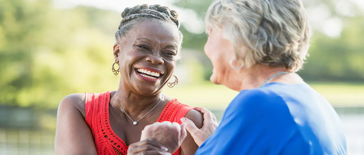 Women talking and laughing