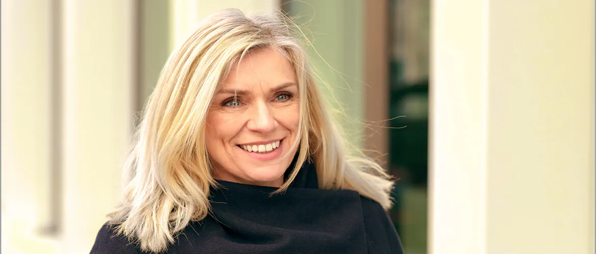 Blonde woman smiling