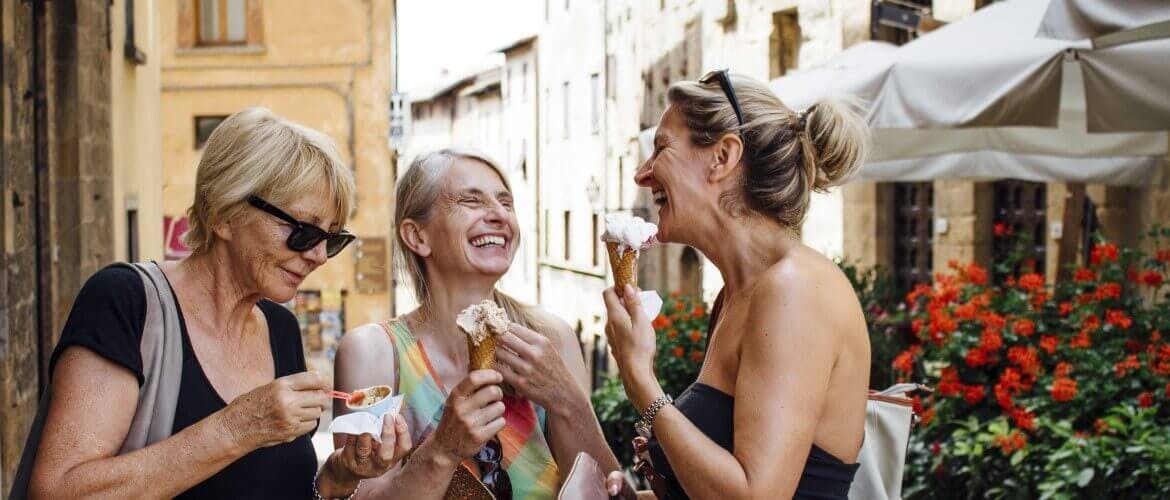 woman laughing with friends
