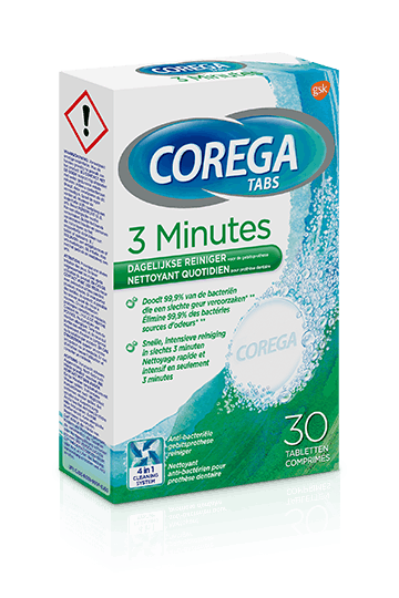 Luidspreker Adverteerder Tactiel gevoel Corega 3 Minuten voor de grondige gebitsreiniging | Corega